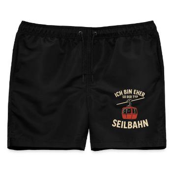 Ich bin eher so der Typ Seilbahn - Männer Badeshorts - Schwarz - Vorne - AI Model Male 178 light (178cm)