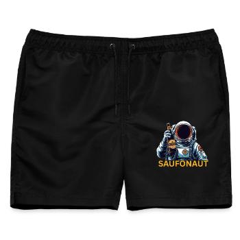 Lustiges Trinkshirt- Party- SAUFONAUT - Männer Badeshorts - Schwarz - Vorne - AI Model Male 178 light (178cm)