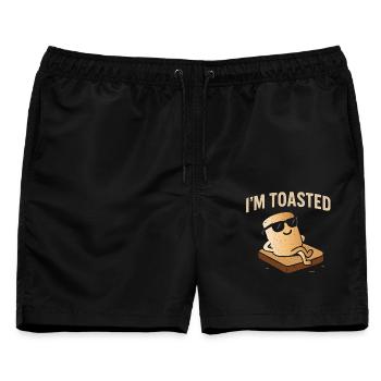 Entspannter Marshmallow - I’m Toasted - Männer Badeshorts - Schwarz - Vorne - AI Model Male 178 light (178cm)