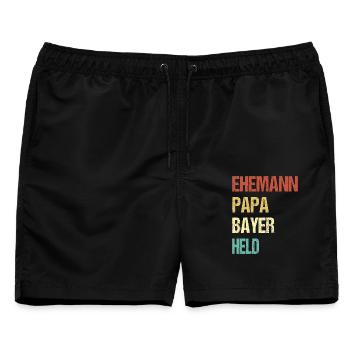 Ehemann Papa Bayer Held Vatertag Bayern - Männer Badeshorts - Schwarz - Vorne - AI Model Male 178 light (178cm)