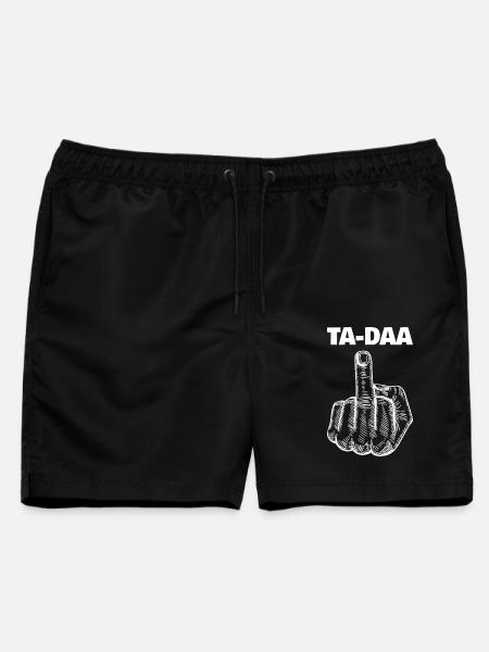 Ta-Daa Mittelfinger Sarkasmus Humor - Männer Badeshorts - Schwarz