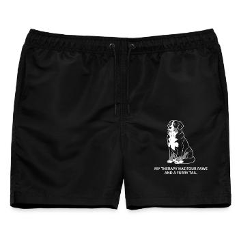 Mein Trainingspartner hat vier Pfoten - Männer Badeshorts - Schwarz - Vorne - AI Model Male 178 light (178cm)