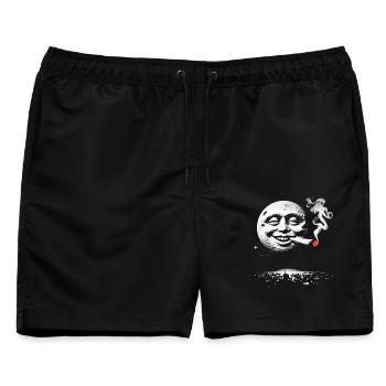 Mondscheiniger Unfug mit lächelndem Gesicht - Männer Badeshorts - Schwarz - Vorne - AI Model Male 178 light (178cm)