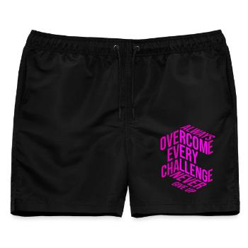 Never give up - Männer Badeshorts - Schwarz - Vorne - AI Model Male 178 light (178cm)