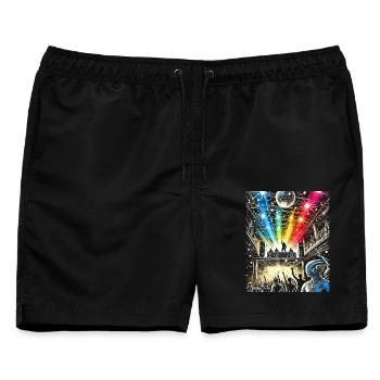 Futuristischer Alien-DJ auf der Neon-Tanzfläche - Männer Badeshorts - Schwarz - Vorne - AI Model Male 178 light (178cm)