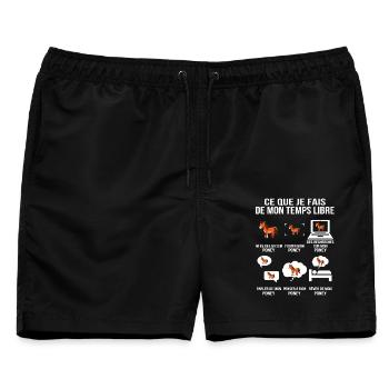 Was ich in meiner Freizeit mache Pony - Männer Badeshorts - Schwarz - Vorne - AI Model Male 178 light (178cm)