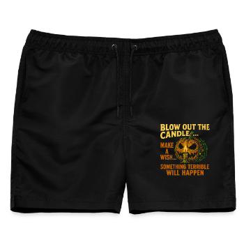Gruseliger Halloween Kürbis mit Kerze - Männer Badeshorts - Schwarz - Vorne - AI Model Male 178 light (178cm)