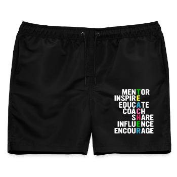 Lehrer-Akrostichon: Mentor, Inspirieren,... - Männer Badeshorts - Schwarz - Vorne - AI Model Male 178 light (178cm)