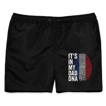 Französische Flagge, französischer Papa-Fußabdruck - Männer Badeshorts - Schwarz - Vorne - AI Model Male 178 light (178cm)