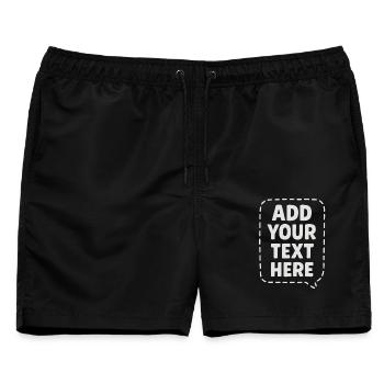 Offen für Ideen Lustige Rede FÜGEN SIE HIER IHREN TEXT HINZU. - Männer Badeshorts - Schwarz - Vorne - AI Model Male 178 light (178cm)
