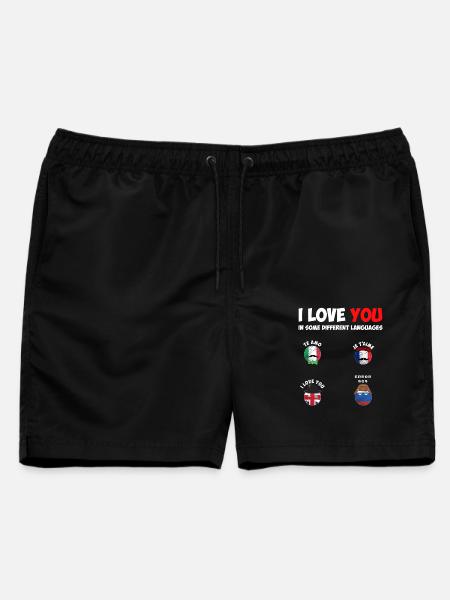 Russisch und Russland I Love You Geschenkidee zum Valentinstag - Männer Badeshorts - Schwarz