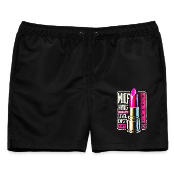 Lippenstift und Badge Empowerment Design - Männer Badeshorts - Schwarz - Vorne - AI Model Male 178 light (178cm)