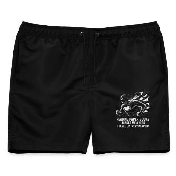 Heroischer Buchliebhaber Illustration - Männer Badeshorts - Schwarz - Vorne - AI Model Male 178 light (178cm)