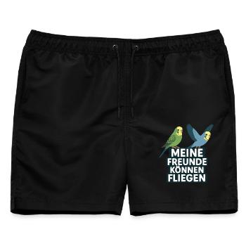 Meine Freunde Können Fliegen Sittich - Männer Badeshorts - Schwarz - Vorne - AI Model Male 178 light (178cm)