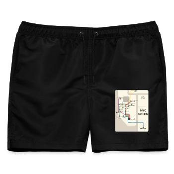 Die Ursprünge der NYC Disco - Männer Badeshorts - Schwarz - Vorne - AI Model Male 178 light (178cm)