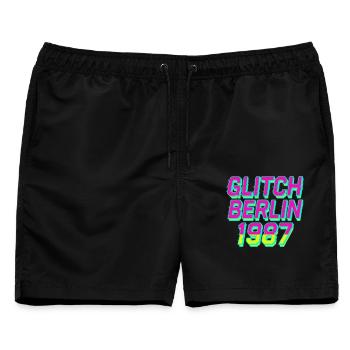 Glitch Berlin 1987 - Männer Badeshorts - Schwarz - Vorne - AI Model Male 178 light (178cm)