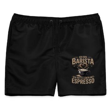 Ich bin Barista - Lebe mit Espresso - Männer Badeshorts - Schwarz - Vorne - AI Model Male 178 light (178cm)