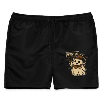 Halloween Geist Cowboy Wanted Design - Männer Badeshorts - Schwarz - Vorne - AI Model Male 178 light (178cm)