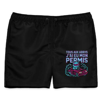 Fahrer Geschenk Führerschein - Männer Badeshorts - Schwarz - Vorne - AI Model Male 178 light (178cm)