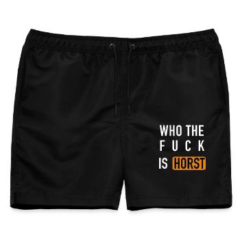 Who the fuck is HORST - Männer Badeshorts - Schwarz - Vorne - AI Model Male 178 light (178cm)