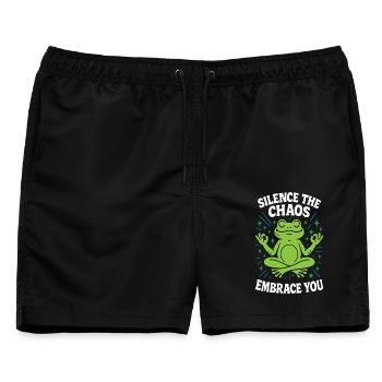 Bring Das Chaos Zum Schweigen Umgib Dich - Männer Badeshorts - Schwarz - Vorne - AI Model Male 178 light (178cm)