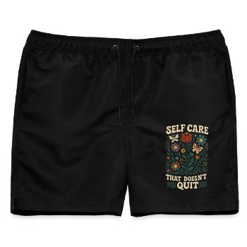 Selbstfürsorge Die Nicht Aufhört Achtsamkeit - Männer Badeshorts - Schwarz - Vorne - AI Model Male 178 light (178cm)