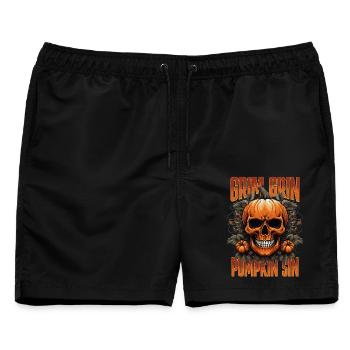 Horror - Grim Grin Pumpkin Sin - Männer Badeshorts - Schwarz - Vorne - AI Model Male 178 light (178cm)