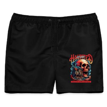 Horror - Hounted House - Männer Badeshorts - Schwarz - Vorne - AI Model Male 178 light (178cm)