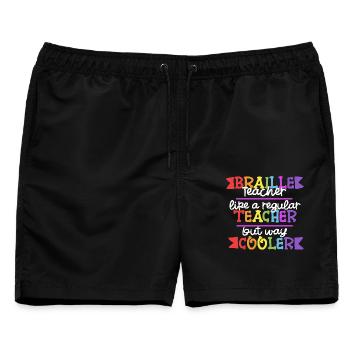 Braille Lehrer Blindenschrift Punktum - Männer Badeshorts - Schwarz - Vorne - AI Model Male 178 light (178cm)