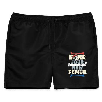 Beinbruch Gebrochener Oberschenkel Bone Jour - Männer Badeshorts - Schwarz - Vorne - AI Model Male 178 light (178cm)