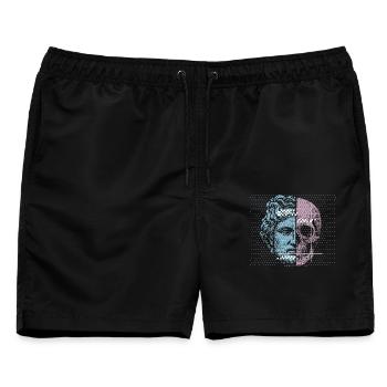 Digital Split Ancient Face Skull Art Design - Männer Badeshorts - Schwarz - Vorne - AI Model Male 178 light (178cm)
