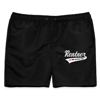 Rentner – Ich Liebe Meinen Job! (Ruhestand / 3C) - Männer Badeshorts - Schwarz - Vorne - AI Model Male 178 light (178cm)