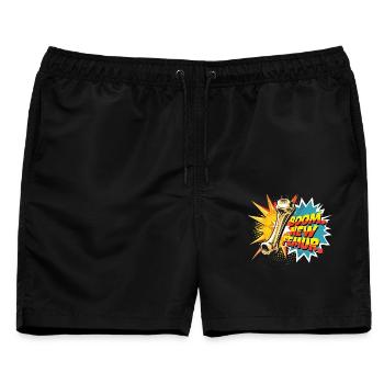 Beinbruch Gebrochener Oberschenkel - Männer Badeshorts - Schwarz - Vorne - AI Model Male 178 light (178cm)