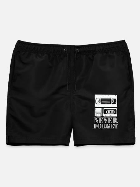 Vintage Cassette Tape Never Forget Design - Männer Badeshorts - Schwarz