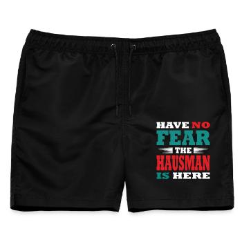 Have no Fear the Hausmann is here Outfit - Männer Badeshorts - Schwarz - Vorne - AI Model Male 178 light (178cm)