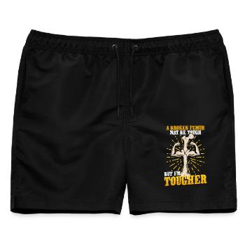 Beinbruch Gebrochener Oberschenkel - Männer Badeshorts - Schwarz - Vorne - AI Model Male 178 light (178cm)