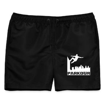 Parkour - Männer Badeshorts - Schwarz - Vorne - AI Model Male 178 light (178cm)