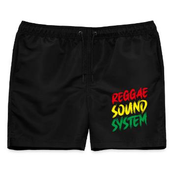 Reggae Sound System - Rasta - Jamaica - Männer Badeshorts - Schwarz - Vorne - AI Model Male 178 light (178cm)