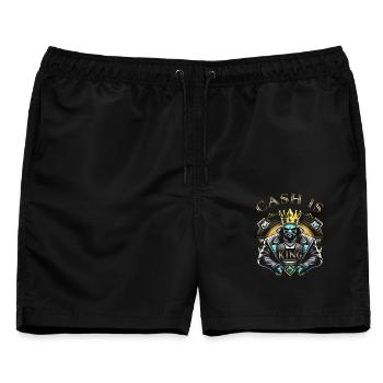 König des Bargelds Grafikdesign - Männer Badeshorts - Schwarz - Vorne - AI Model Male 178 light (178cm)