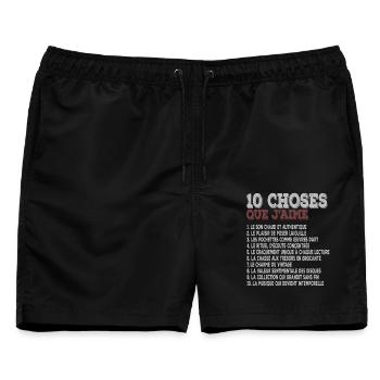 10 Dinge, die ich liebe Retro-Musik-Vinyls - Männer Badeshorts - Schwarz - Vorne - AI Model Male 178 light (178cm)