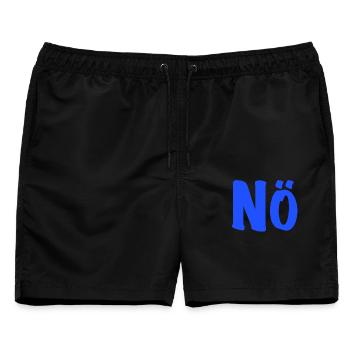 Nö - Dagegen - anti - Null Bock - Männer Badeshorts - Schwarz - Vorne - AI Model Male 178 light (178cm)