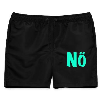 NÖ - null Bock - anti - dagegen - Männer Badeshorts - Schwarz - Vorne - AI Model Male 178 light (178cm)