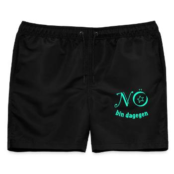 NÖ BIN DAGEGEN - nein nope anti kein bock - Männer Badeshorts - Schwarz - Vorne - AI Model Male 178 light (178cm)