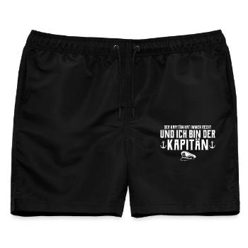 Motorboot Kapitän hat immer recht - Segler - Männer Badeshorts - Schwarz - Vorne - AI Model Male 178 light (178cm)
