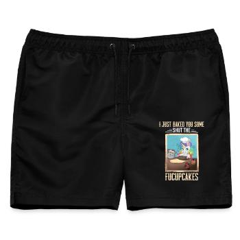 Einhorn Shut Fucupcakes Lustig - Männer Badeshorts - Schwarz - Vorne - AI Model Male 178 light (178cm)