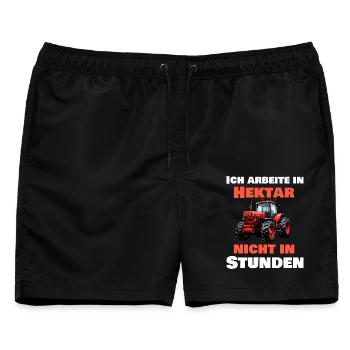 Ich Arbeite In Hektar Nicht In Stunden - Männer Badeshorts - Schwarz - Vorne - AI Model Male 178 light (178cm)