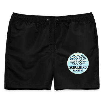 SCHULANFANG HAMBURG FRANZBRÖTCHEN - Männer Badeshorts - Schwarz - Vorne - AI Model Male 178 light (178cm)