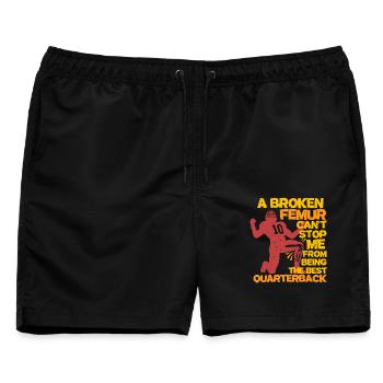 Beinbruch Gebrochener Oberschenkel Quarterback - Männer Badeshorts - Schwarz - Vorne - AI Model Male 178 light (178cm)