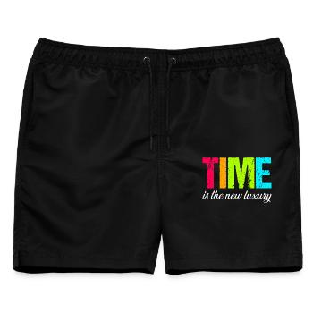 Time Is The New Luxury Motivational Quote - Männer Badeshorts - Schwarz - Vorne - AI Model Male 178 light (178cm)