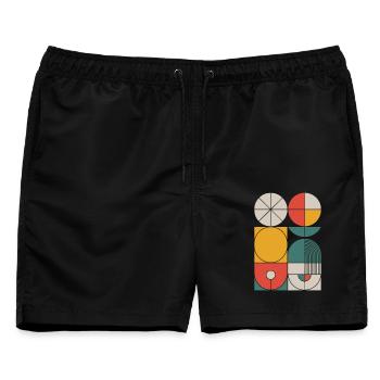 Bauhaus Geometrische Formen Komposition - Männer Badeshorts - Schwarz - Vorne - AI Model Male 178 light (178cm)